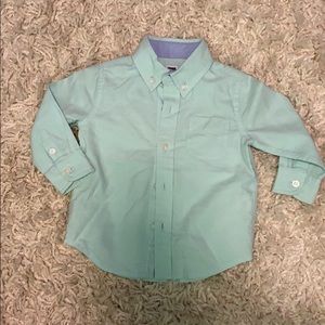 Janie and Jack mint green linen button down